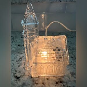 Vintage clear, crystal electric lighted church.